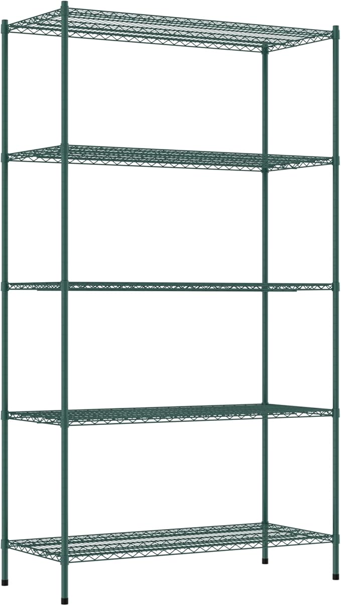 Commercial NSF Listed Green Epoxy Stationary Wire Shelving Kit 24" x 54" x 96", with 5 Shelves Perfect for Warehouse, Walk-in Refrigerator, Freezer, Grocery Store, Restaurant, Dishroom