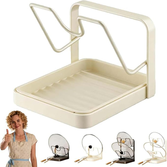 Kitchen Pot Lid Rack, Countertop Pot Lid Organizer, Pots Lids Holder Countertop (Beige single-layer)