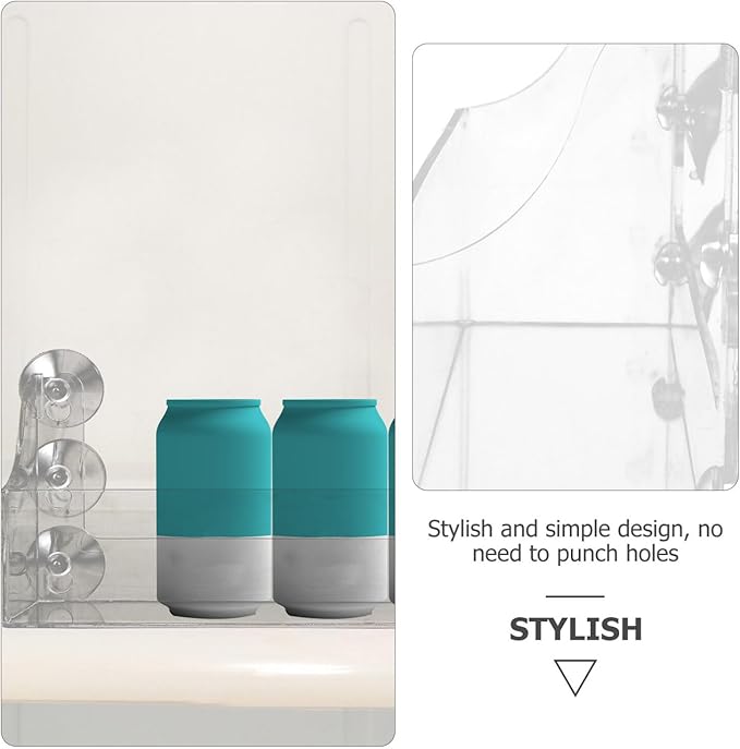 Homoyoyo Suction Cup Refrigerator Rack Organizer,Acrylic Refrigerator Storage Shelf with Suction Cups Refrigerator Can Rack for Refrigerator Can Hold Spices, Jars, and More