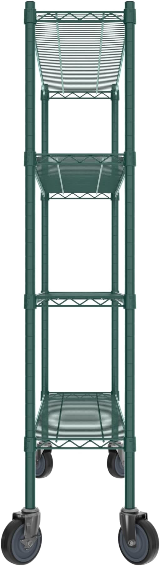 Commercial NSF Listed Green Epoxy Mobile Wire Shelving Kit 12" x 48" x 60", with 4 Shelves Perfect for Warehouse, Walk-in Refrigerator, Freezer, Grocery Store, Restaurant, Dishroom