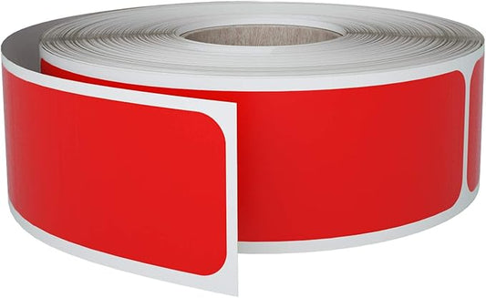Writable Sticker Labels 3X1 inch (75mm x 25mm) Rectangle Red Stickers on a Roll, 250 Pack by Royal Green