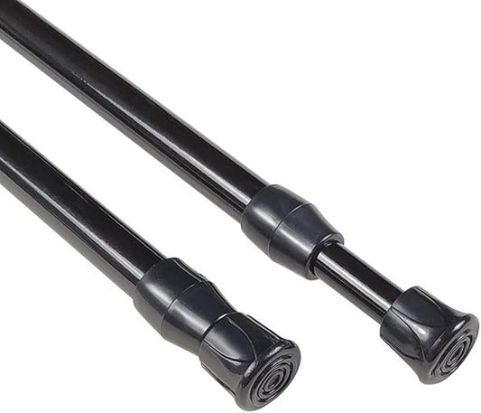 KXLife 2Pcs Spring Tension Curtain Rod, 28 to 40 Inch Adjustable Expendable Tension Rods for Windows, Black Spring Loaded Curtain Rod No Drilling