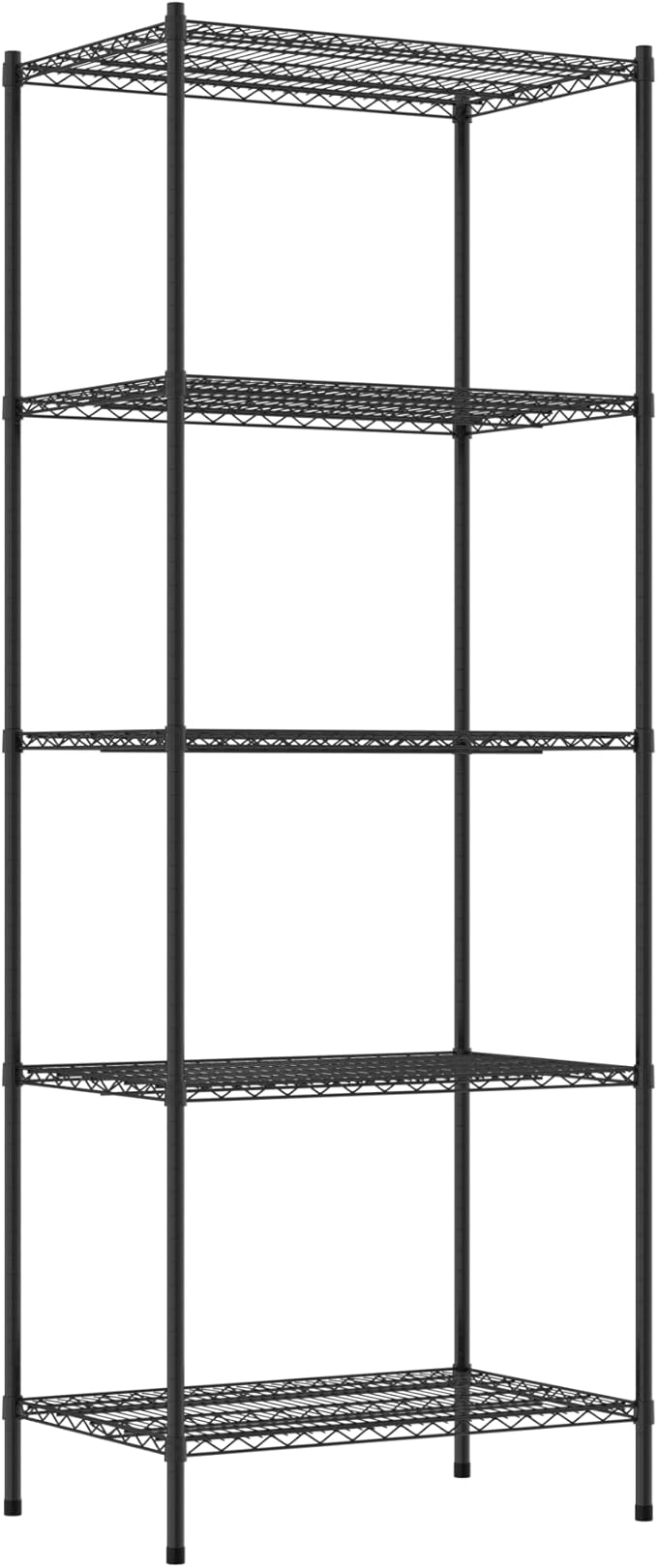 Commercial NSF Listed Black Epoxy Stationary Wire Shelving Kit 24" x 36" x 96", with 5 Shelves Perfect for Warehouse, Walk-in Refrigerator, Freezer, Grocery Store, Restaurant, Dishroom