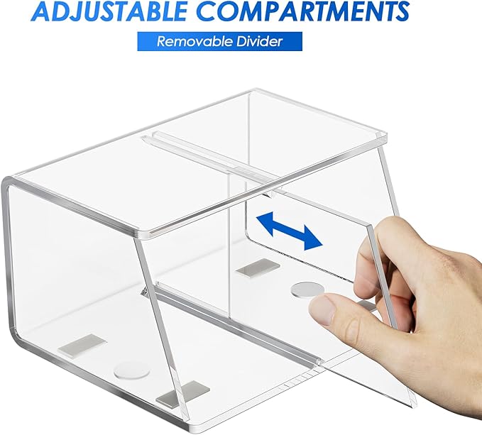 MaxGear Magnetic Dry Erase Marker Holder, 2 Compartments Clear Acrylic Pen & Marker Organizer with Strong Magnet for Whiteboard, Fridge & Locker, Holds 9-18 Markers/4 Erasers