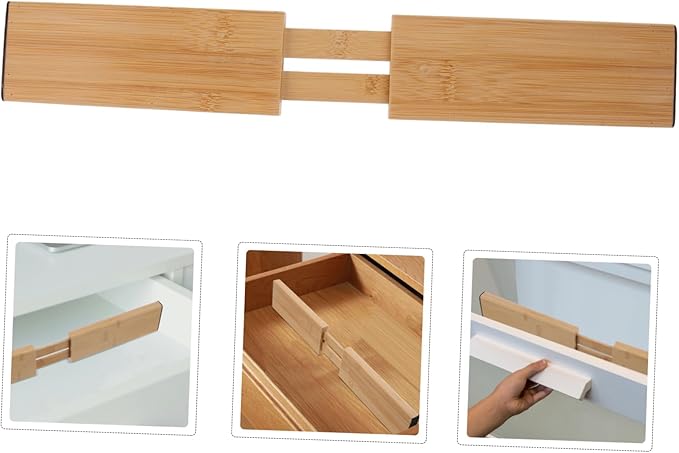 CHILDWEET Bamboo Drawer Dividers Retractable Separator Home Organization Expandable Drawer Partition