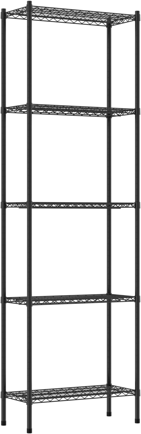 Commercial NSF Listed Black Epoxy Stationary Wire Shelving Kit 14" x 30" x 96", with 5 Shelves Perfect for Warehouse, Walk-in Refrigerator, Freezer, Grocery Store, Restaurant, Dishroom