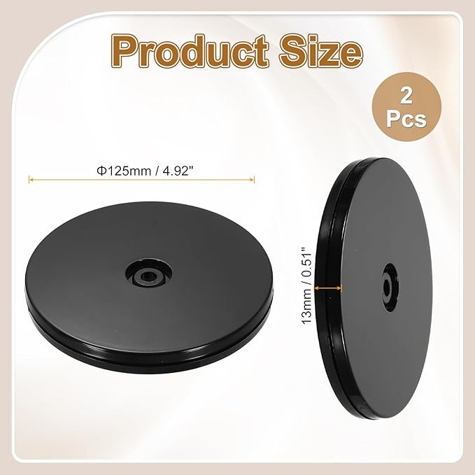 uxcell 2Pack Acrylic Lazy Susan Turntable, 5" Spinner Lazy Susan Turntable Organizer, Acrylic Ball Bearing Rotating Tray for Pantry Spice Rack Decorating, Black