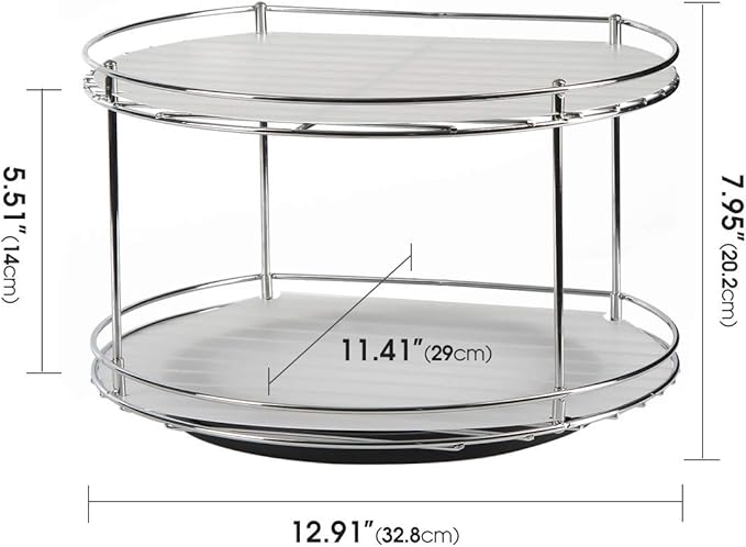 J JACKCUBE DESIGN 2 Tier Lazy Susan Turntable Cabinet Organizer - Rotating Spice Rack Storage Container - Medicine Storage Holder for Cabinets, Pantry, Fridge, Countertops - MK533A