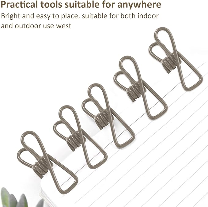 Multipurpose Metal Bag Clips - 2 Inch Colorful Sealer for Sealing Food, Paper Holder, Clothesline Clip for Laundry Hanging, Kitchen Bags (Gray, 10PCS)