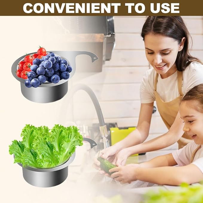Drain Basket for Kitchen Sink, Stainless Steel Swan Sink Strainer Basket, Multifunction Hanging Sink Strainer Colander Drain Basket Quick Drain Kitchen Tools for Hanging Filter Basket Food Waste (2)