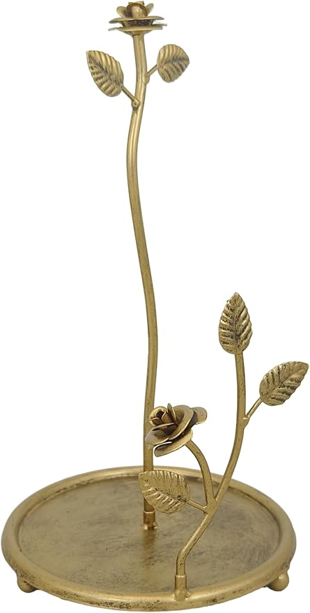 Rose Paper Towel Kitchen Roll Holder | Vintage Brass Gold | Elegant Premium Kitchen Countertop Roll Dispenser