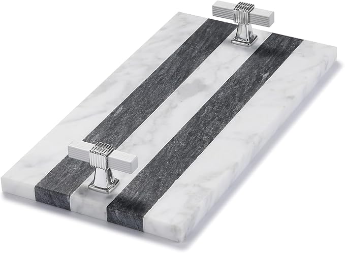Marble Guest Towel Holder Disposable Paper Towel Tray Vanity Tray Sliver Color Handle, Bathroom Sink Tray Bathroom Napkin Holder
