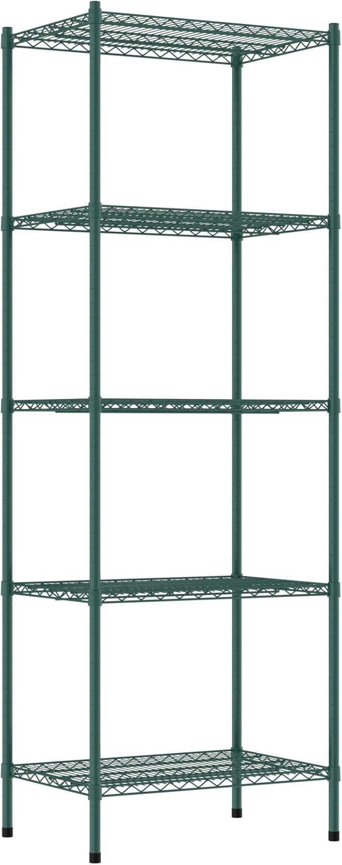 Commercial NSF Listed Green Epoxy Stationary Wire Shelving Kit 21" x 30" x 86", with 5 Shelves Perfect for Warehouse, Walk-in Refrigerator, Freezer, Grocery Store, Restaurant, Dishroom