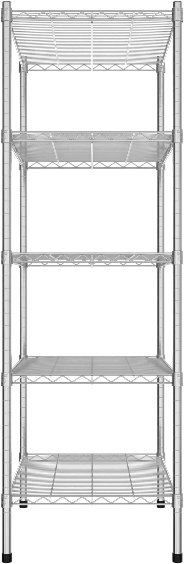Commercial NSF Listed Chrome Stationary Wire Shelving Kit 21" x 30" x 64", with 5 Shelves Perfect for Warehouse, Walk-in Refrigerator, Freezer, Grocery Store, Restaurant, Dishroom