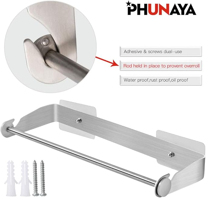 Under Cabinet Paper Towel Holder Wall Mount for Home Kitchen,Stainless Steel for Large Rolls-Brushed Nickel