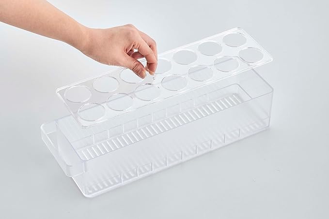 Yamazaki Home Tower Egg Holder Organizer for Refrigerator Or Counter - Kitchen Food Storage, Stackable Fridge Drawer - Eggs - Abs Plastic -
