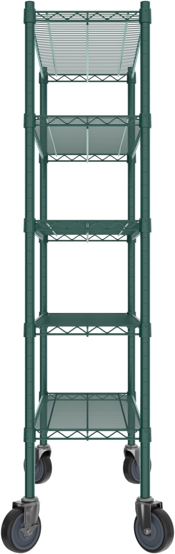 Commercial NSF Listed Green Epoxy Mobile Wire Shelving Kit 14" x 36" x 60", with 5 Shelves Perfect for Warehouse, Walk-in Refrigerator, Freezer, Grocery Store, Restaurant, Dishroom