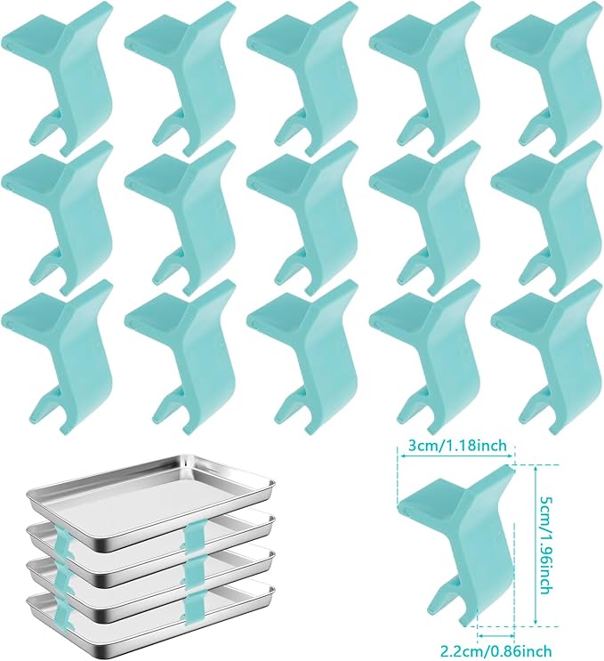 16Pcs Baking Sheet Stackers Set Space-Saving Tray Stackers Reusable Trays Stacking Holder Multipurpose Baking Tray Stackers for Freeze Dryer Trays 5x3x2.5 cm