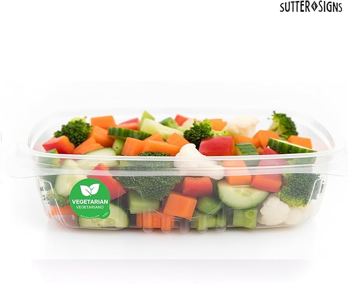 Vegetarian Food Labels 500 pcs | 1" Dot Bold Sticker Labels for Party Buffet, Delis, Sandwich Shops, Food Containers