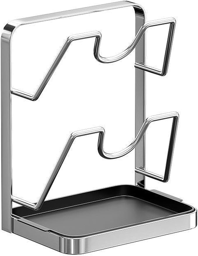 304 Stainless Steel Pot Lid Holder with Drip Tray- Pot Lid Rack While Cooking - Multifunctional Pot Lid & Cutting Board Holder - Kitchen Pot Lid Storage Rack