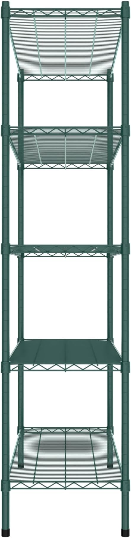 Commercial NSF Listed Green Epoxy Stationary Wire Shelving Kit 18" x 48" x 74", with 5 Shelves Perfect for Warehouse, Walk-in Refrigerator, Freezer, Grocery Store, Restaurant, Dishroom