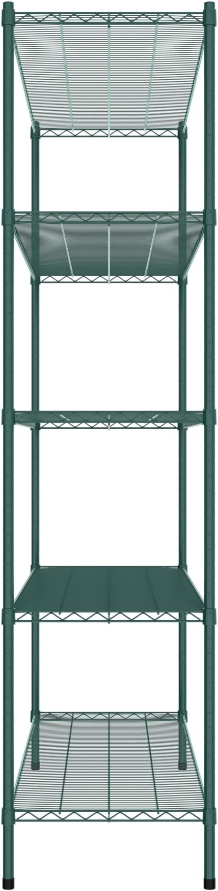 Commercial NSF Listed Green Epoxy Stationary Wire Shelving Kit 21" x 60" x 86", with 5 Shelves Perfect for Warehouse, Walk-in Refrigerator, Freezer, Grocery Store, Restaurant, Dishroom
