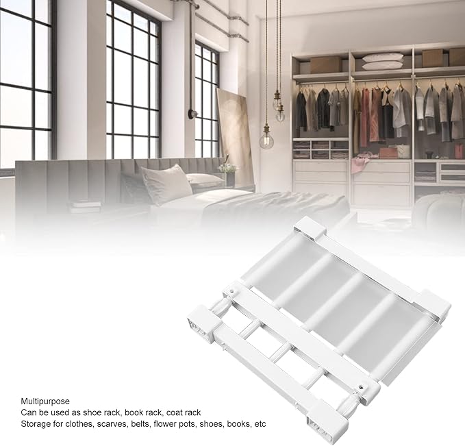 Closet Tension Shelf, 23‑30cm / 9.1‑11.8in Length Rod Expandable Storage Rack Adjustable Organizer Divider Separator Wardrobe Cupboard Hanging Shelves Pack No Slip Grip Cabinets Inside Capacity