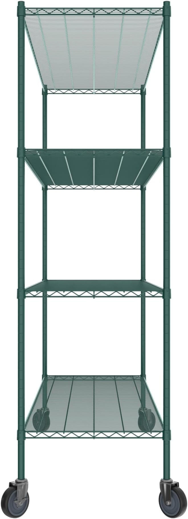 Commercial NSF Listed Green Epoxy Mobile Wire Shelving Kit 24" x 72" x 80", with 4 Shelves Perfect for Warehouse, Walk-in Refrigerator, Freezer, Grocery Store, Restaurant, Dishroom