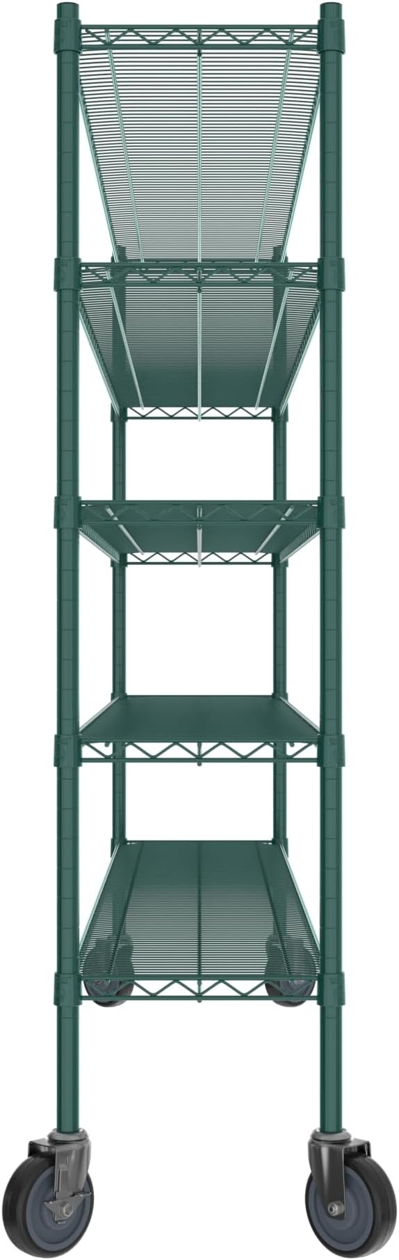 Commercial NSF Listed Green Epoxy Mobile Wire Shelving Kit 14" x 72" x 60", with 5 Shelves Perfect for Warehouse, Walk-in Refrigerator, Freezer, Grocery Store, Restaurant, Dishroom