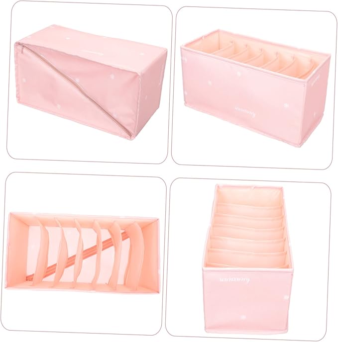 Amosfun Multi-functional Foldable Clothes Storage Box Soft Fabric Drawer Organizer for Pants Underwear and Accessories Space-saving Design Lotus Pink