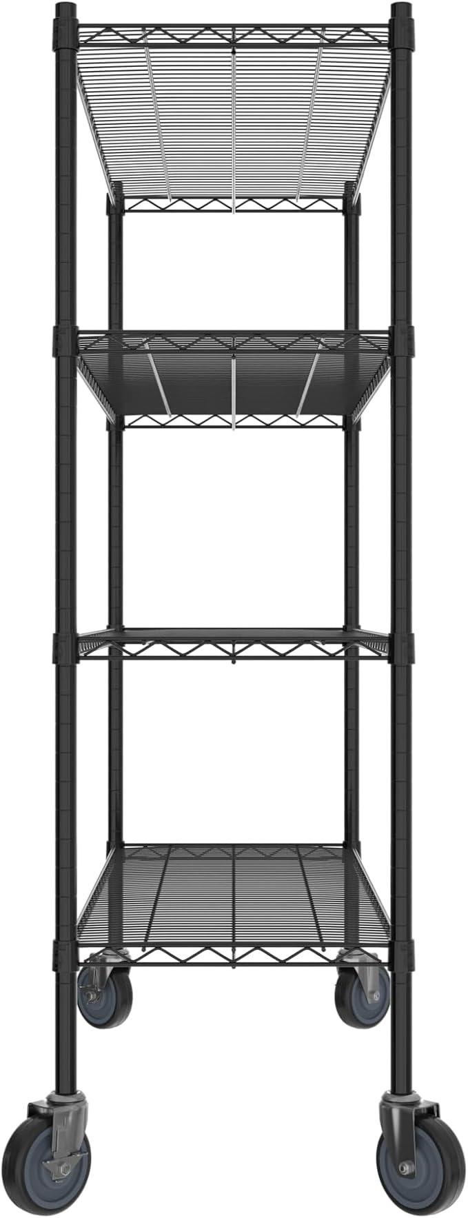 Commercial NSF Listed Black Epoxy Mobile Wire Shelving Kit 18" x 48" x 60", with 4 Shelves Perfect for Warehouse, Walk-in Refrigerator, Freezer, Grocery Store, Restaurant, Dishroom