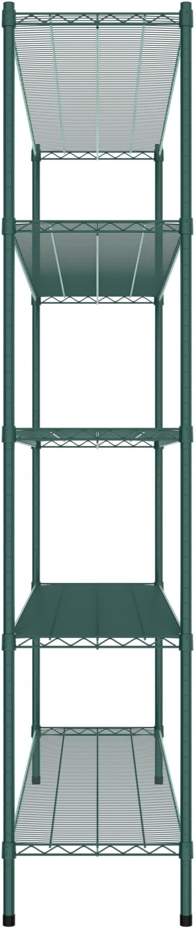 Commercial NSF Listed Green Epoxy Stationary Wire Shelving Kit 18" x 72" x 86", with 5 Shelves Perfect for Warehouse, Walk-in Refrigerator, Freezer, Grocery Store, Restaurant, Dishroom