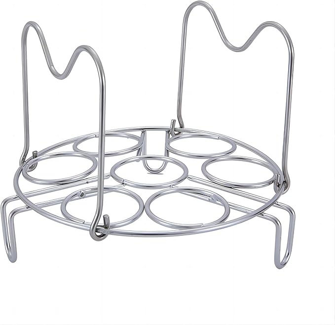 GREATLINK Stainless Steel Egg Rack & Steamer Basket for Pressure Cookers - 7 Egg Cooking Rack Trivet Organizer, Multi-Use Kitchen Tool for Eggs, Veggies, Utensils