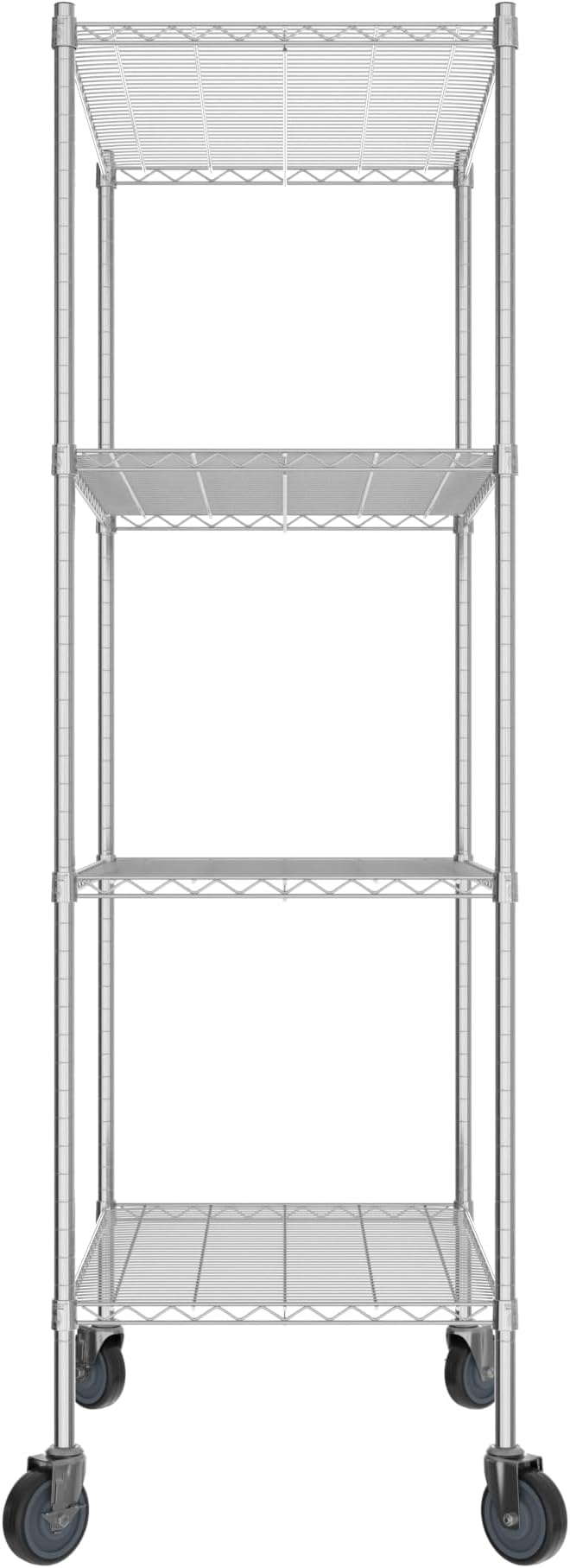 Commercial NSF Listed Chrome Mobile Wire Shelving Kit 24" x 36" x 80", with 4 Shelves Perfect for Warehouse, Walk-in Refrigerator, Freezer, Grocery Store, Restaurant, Dishroom