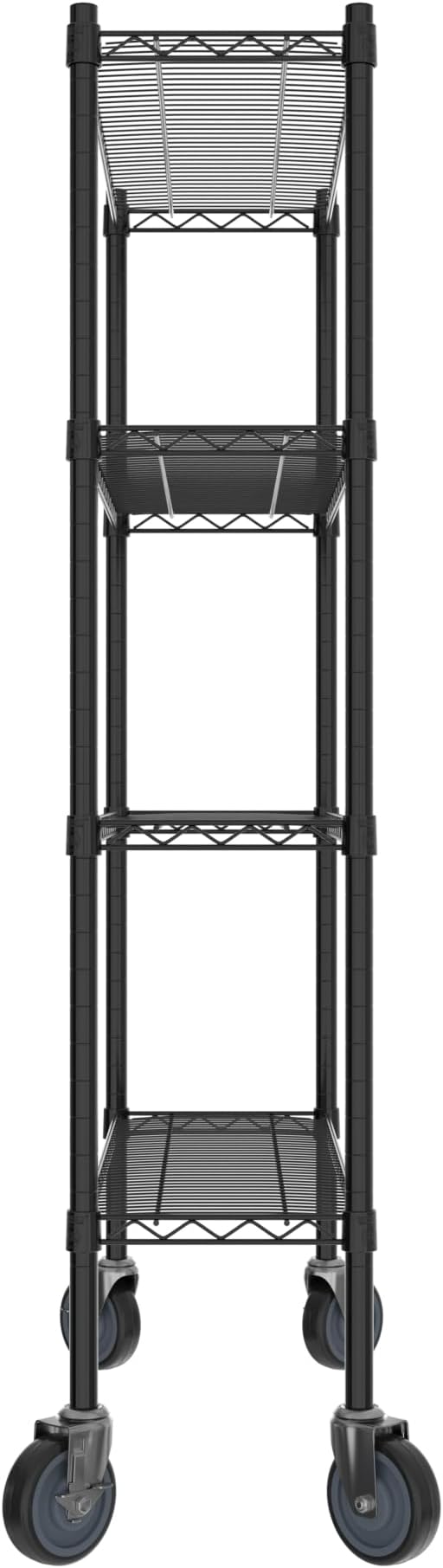 Commercial NSF Listed Black Epoxy Mobile Wire Shelving Kit 12" x 36" x 60", with 4 Shelves Perfect for Warehouse, Walk-in Refrigerator, Freezer, Grocery Store, Restaurant, Dishroom