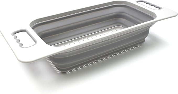 SAMMART 2.6L (0.68 gallon) Set of 2 Over The Sink Rectangular Colander (2, Grey)