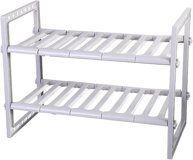 Under Sink Organizer Shelf, 2 Tier Expandable Under Sink Shelf, Retractable Multifunction Under Sink Cabinet Storage Shelf Rack for Kitchen Bathroom