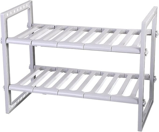 Under Sink Organizer Shelf, 2 Tier Expandable Under Sink Shelf, Retractable Multifunction Under Sink Cabinet Storage Shelf Rack for Kitchen Bathroom