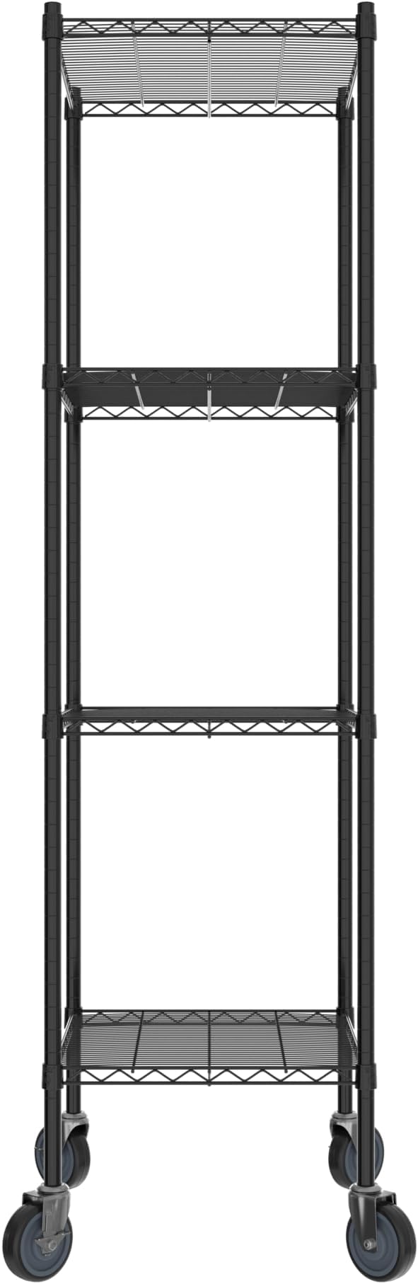 Commercial NSF Listed Black Epoxy Mobile Wire Shelving Kit 21" x 24" x 80", with 4 Shelves Perfect for Warehouse, Walk-in Refrigerator, Freezer, Grocery Store, Restaurant, Dishroom