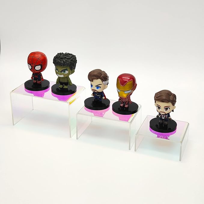 2 Sets Acrylic Display Risers Colorful Product Stand,Cupcakes Holder Dessert Display Transparent Showcase Stands, Candy Bar Risers, Acrylic Lifts Display for Figures