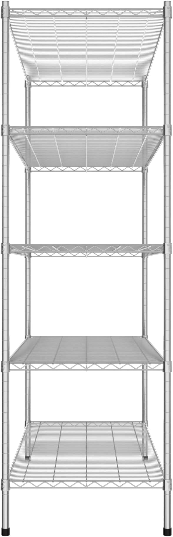 Commercial NSF Listed Chrome Stationary Wire Shelving Kit 24" x 54" x 74", with 5 Shelves Perfect for Warehouse, Walk-in Refrigerator, Freezer, Grocery Store, Restaurant, Dishroom