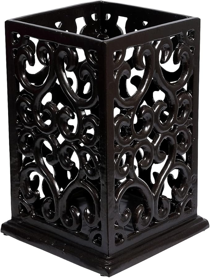 jogreful Utensil Holder, Cast Iron Kitchen Utensil Crock for Countertop, Extra Large Utensil Organizer with Weighted-Base, Housewarming Vintage Decor, Vine Pattern, Coffee Gold