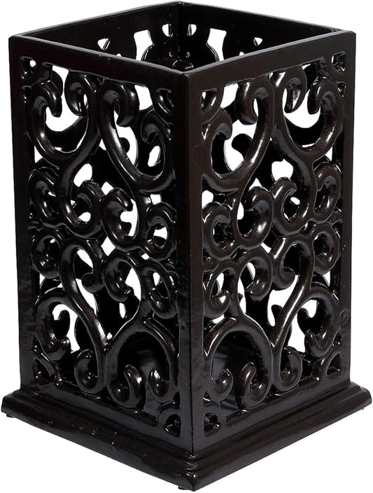 jogreful Utensil Holder, Cast Iron Kitchen Utensil Crock for Countertop, Extra Large Utensil Organizer with Weighted-Base, Housewarming Vintage Decor, Vine Pattern, Coffee Gold