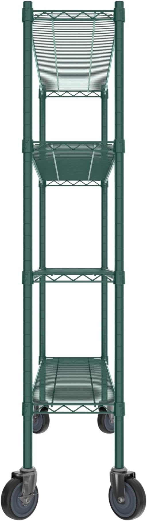 Commercial NSF Listed Green Epoxy Mobile Wire Shelving Kit 12" x 54" x 60", with 4 Shelves Perfect for Warehouse, Walk-in Refrigerator, Freezer, Grocery Store, Restaurant, Dishroom