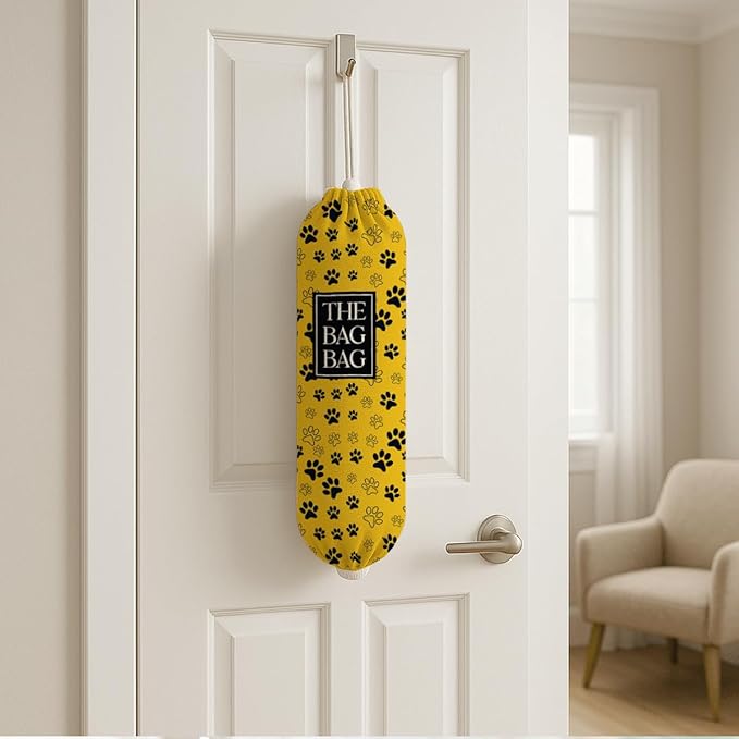 The Bag Bag Grocery Bags Holder, Pet Paw Print Plastic Bags Holder, Reusable Hanging Trash Sack Dispenser, Plastic Sack Storage Container Dispenser, Kitchen Gift For Women Family Friends