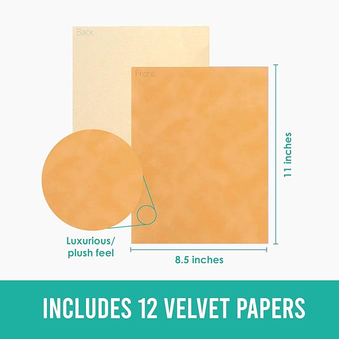 S.E.I Honey Velvet Paper, Felt Fabric For Drawer and Jewelry Box Liner, 8.5" x 11" - 12 Sheets