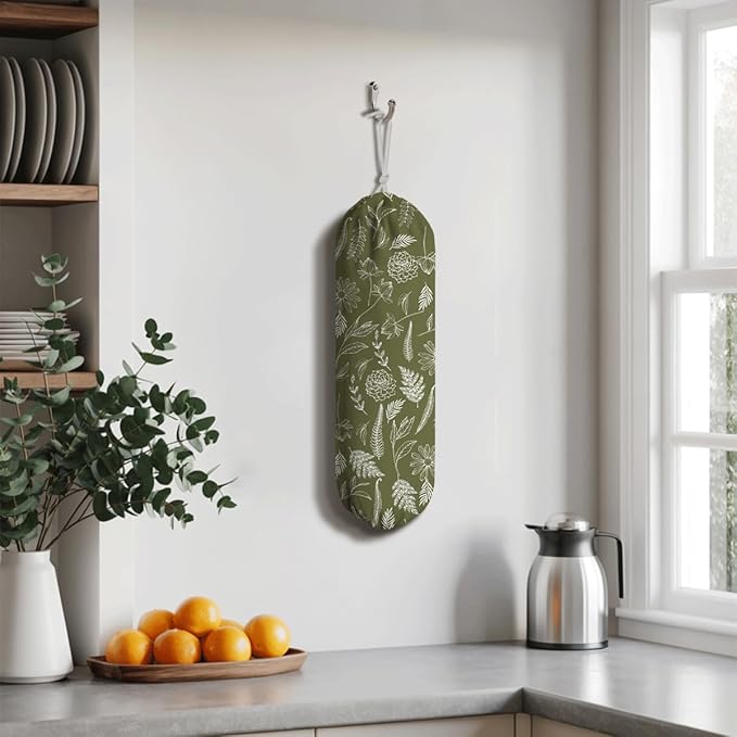 Antique Herbs Garbage Bag, Reusable Plastic Bags Organizer, Shopping Trash Bag Storage Container Dispensers, Kitchen Housewarming Gifts for Women Family Friends Grandma Mom