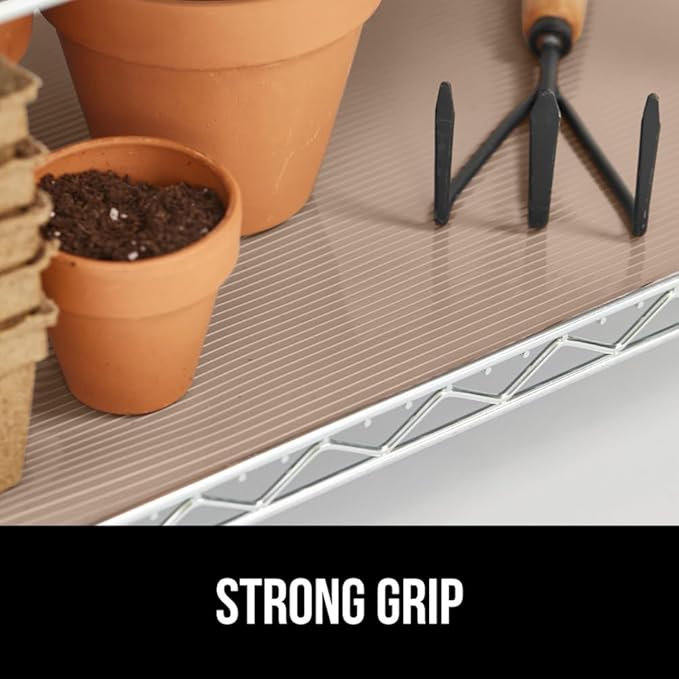 GORILLA GRIP DuraGuard Shelf Liner, 20x30 Non-Adhesive Cabinet Liners for Kitchen Drawers, Shelves, Refrigerator, Pantry Storage, Bathroom Closet, Durable Waterproof BPA Free Ribbed Plastic, Beige