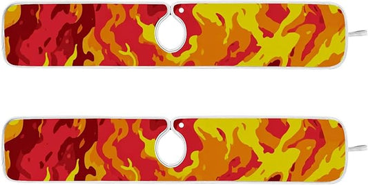 2 PCS Kitchen Sink Splash Guard 30 Inch Faucet Mat for Kitchen Sink Bathroom Sink Faucet Absorbing Drip Drain Mat Pad Microfiber Soft Washable Red and Yellow Flame