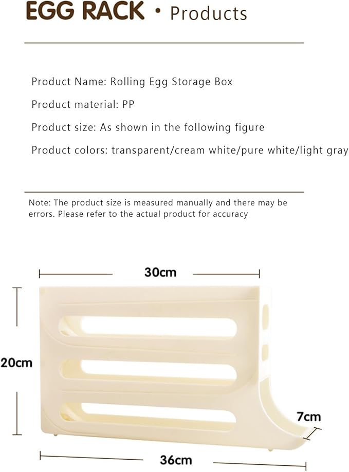 30 Eggs Egg Holder For Fridge Auto Rolling Fridge Egg Organizer,4 Tiers Egg Container Egg Dispenser Egg Tray For Refrigerator Space-Saving Egg Dispenser Holder Egg Holder Countertop